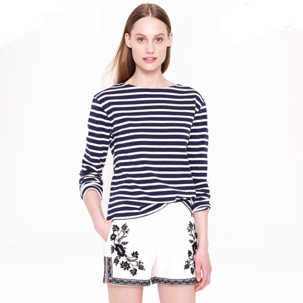 White and black floral embroidered gauze shorts - Picture 4 of 15